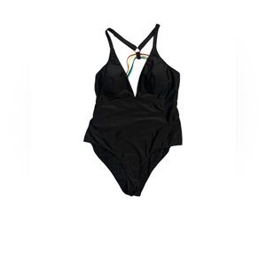 SHEIN Black One Piece Swimsuit Size 3X Rainbow Strappy Back